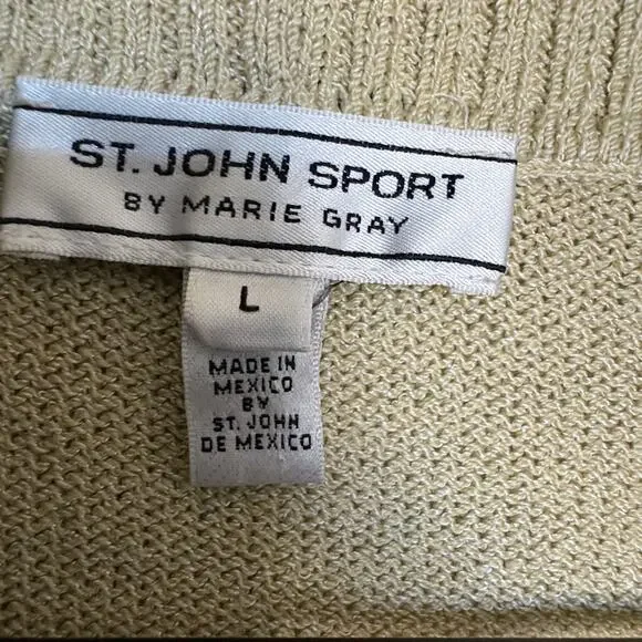 Vintage St John Sport Wool Blend Cardigan Jacket Lg Cream Shawl Collar Oldmoney - Picture 6 of 12
